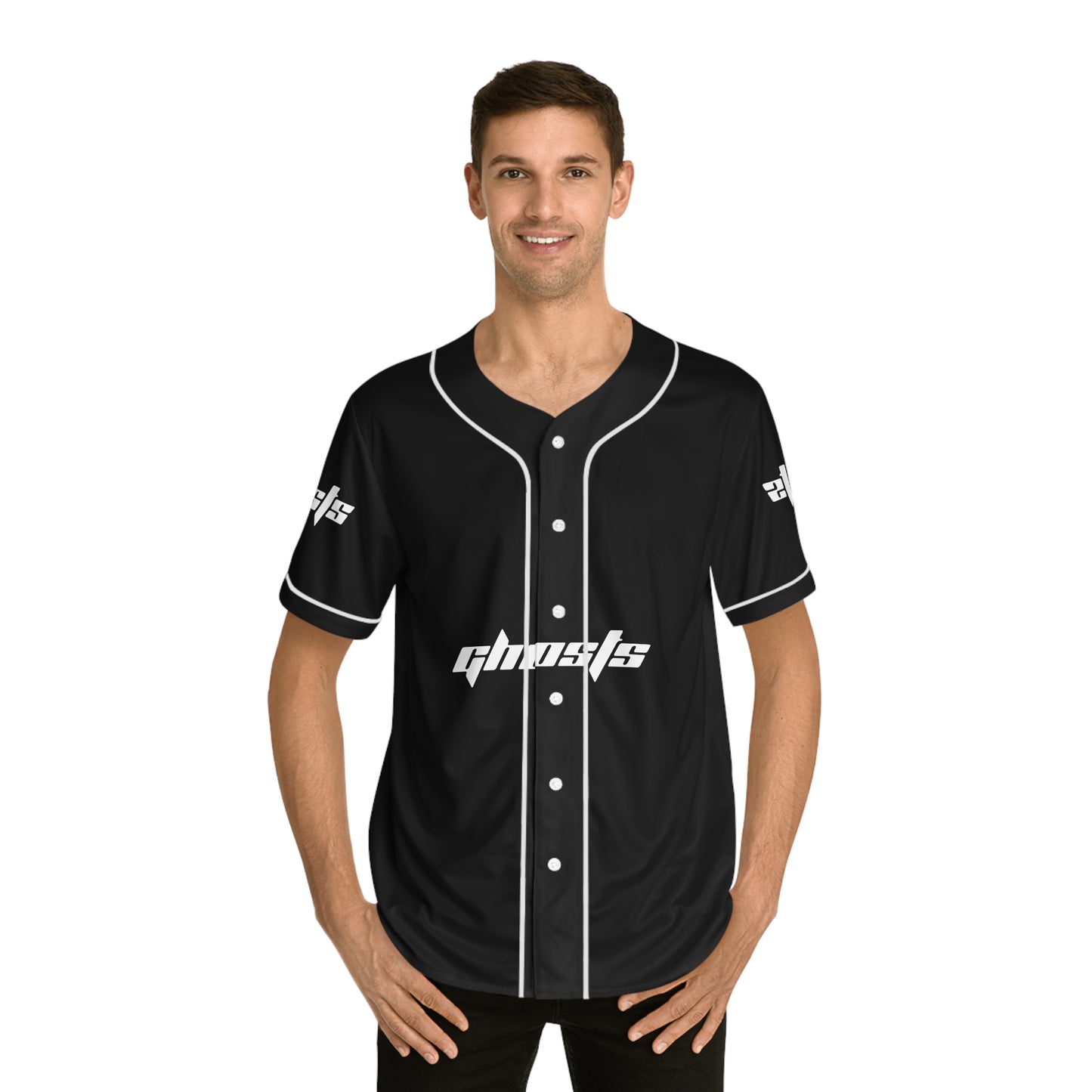 Men's Baseball Jersey Black with white letters